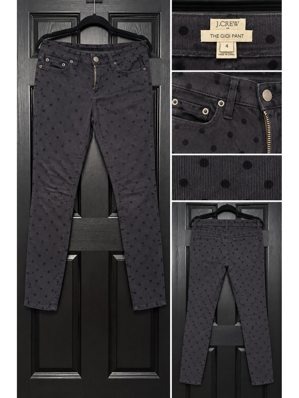 Navy polka dot skinny jeans